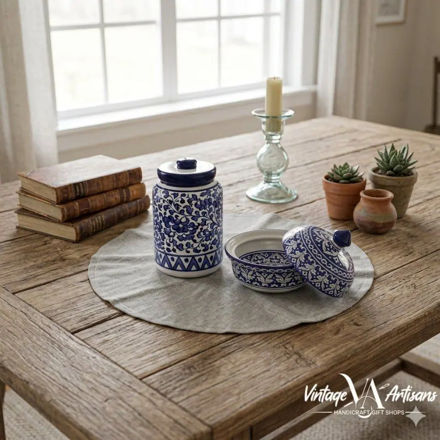 Blue Floral Storage Jar & Lidded Bowl
